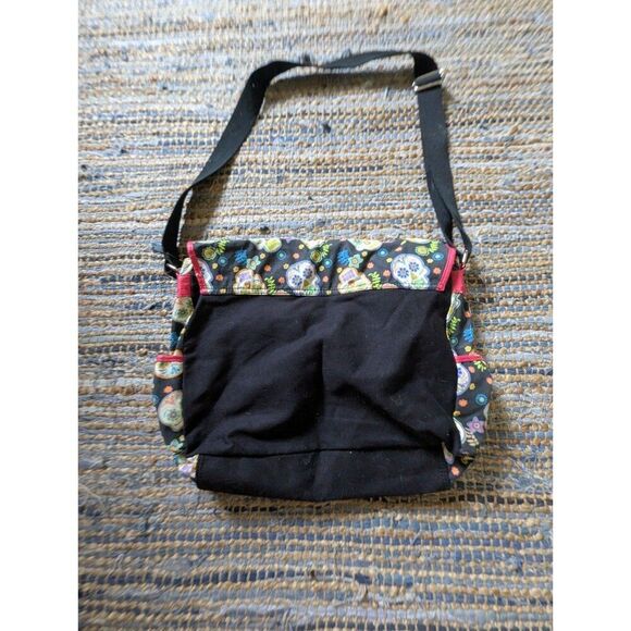 Vtg Unionbay Sugar Skull Book Bag Tote Day Of The Dead Dia De Muertos Goth Blue - Picture 9 of 15